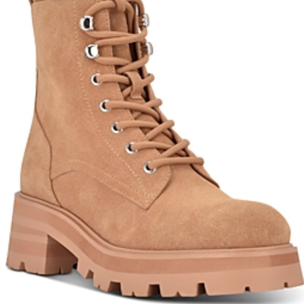 Marc Fisher Tan Combat Boots with Rugged Sole